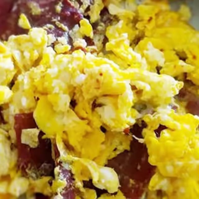Eggs with Basterma Appetizer.