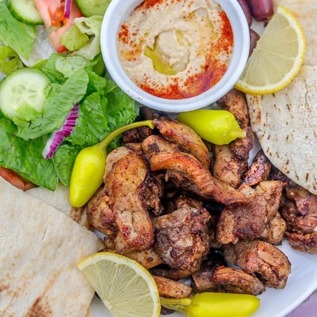 Chicken Shawerma Plate & 2 Sides.